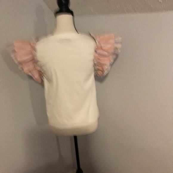 Anthropologie Flat White Women's Ruffle Sleeve Striped T-Shirt - Size Small - Picture 4 of 9